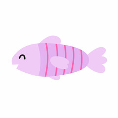 Cute purple fish. Vector childish illustration