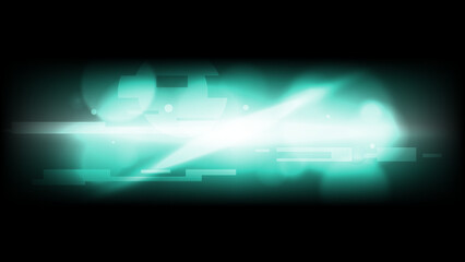 Neon Cyan Beam lights with particle of bokeh and Digital glitch effect