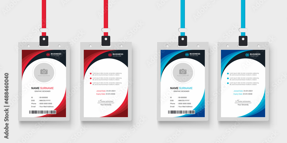 Canvas Prints modern and simple corporate office employee identity card template with two color variation bundle