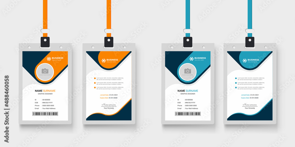 Canvas Prints clean and simple corporate company employee id card design with two color variation bundle