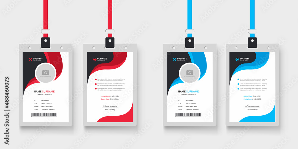 Canvas Prints modern and minimalist layout id card template | two color variation office employee id card design b