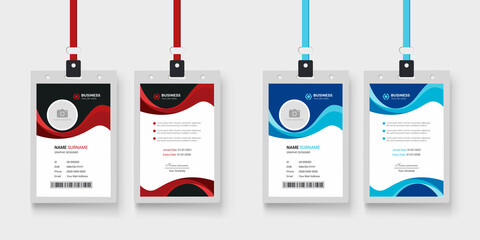 Professional company employee id card template  | Office employee id card design with wavy layout