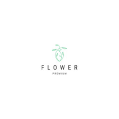 Fototapeta premium Flower leaf line logo icon template