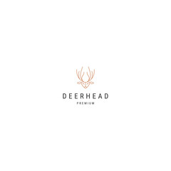 Head deer line logo icon design template