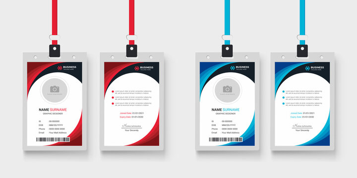 Modern And Simple Corporate Office Employee Identity Card Template With Two Color Variation Bundle