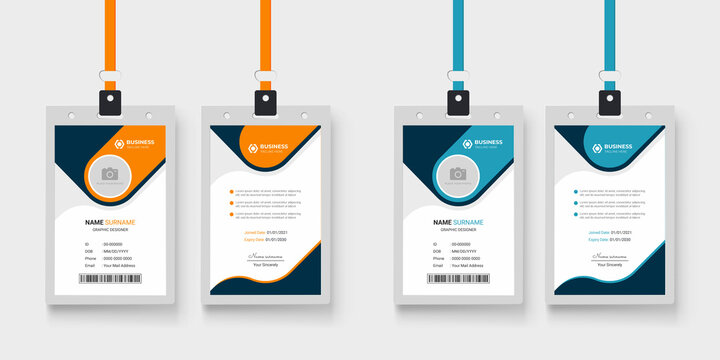 Clean and simple corporate company employee id card design with two color variation bundle
