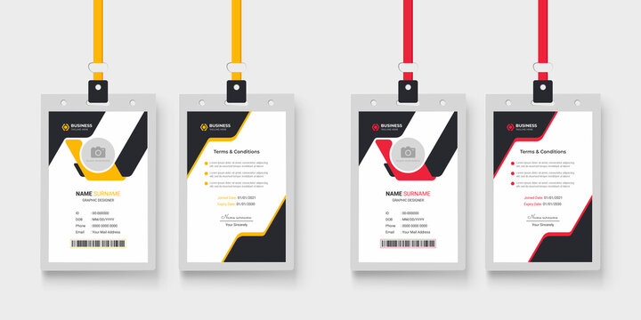 Modern and creative layout id card design  |  Two color variation office id card bundle