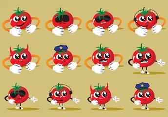 Fotobehang premium tomato fruit cartoon icon logo © Arya19