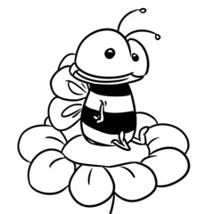 bee insect flower character animal illustration cartoon coloring