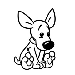 Fototapeta na wymiar Little sad dog character animal illustration cartoon coloring