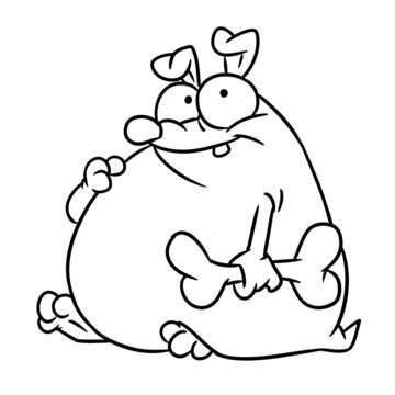 Fat dog parody caricature character animal illustration cartoon coloring