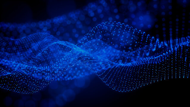 Smart Network and Connection Concept. Blue, Futuristic Digital Style. 3D Render.