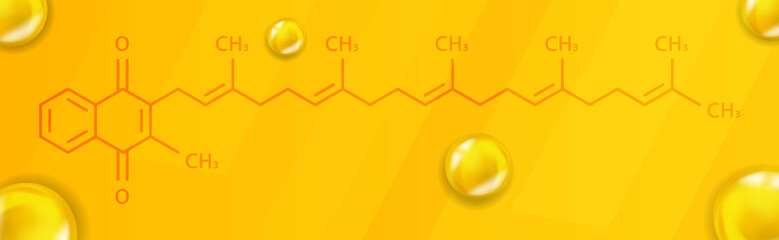 Vitamin K2 chemical formula. Vitamin K2 Realistic chemical molecular structure