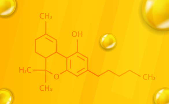 Tetrahydrocannabinol chemical formula. Tetrahydrocannabinol 3D Realistic chemical molecular structure