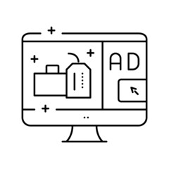 online advertising line icon vector illustration