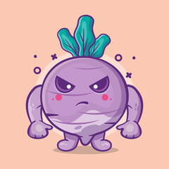angry turnip vegetable character mascot isolated cartoon in flat style design. great resource for icon,symbol, logo, sticker,banner.