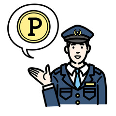 ポイントの説明をしている警察官の男性
