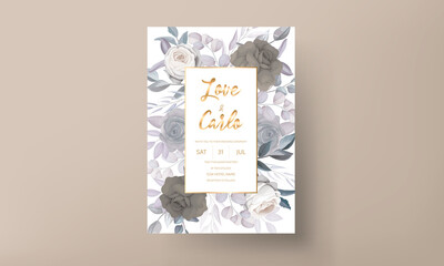 Naklejka na ściany i meble elegant classy dark floral wedding invitation card