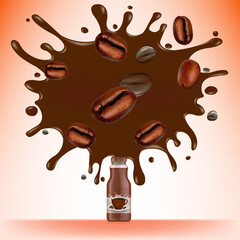 Coffee bottle with coffee splashes design vector illustration.