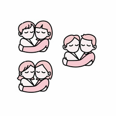Fototapeta premium ハグし合うカップルたちイラスト素材セット