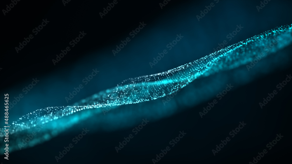 Poster abstract luxurious, premium glittering blue particles grid motion background floating in cyberspace 