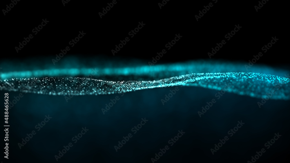 Poster abstract luxurious, premium glittering blue particles grid motion background floating in cyberspace 