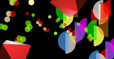 Pyramids in space. Amiable ABSTRACT GEOMETRIC SHAPES. Multicolor varied figures. Cute aesthetic WALLPAPER ideas. Background design image. Creative 3D ILLUSTRATION. Innovator digital rendering.
