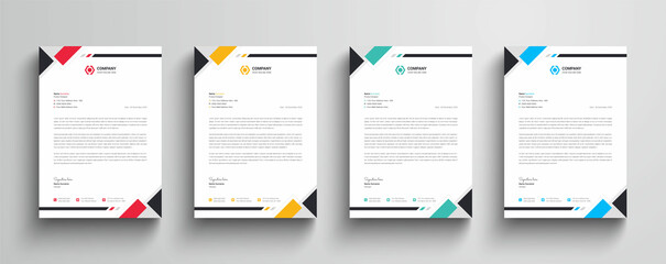 Modern and abstract business letterhead template  |  Color variation business letterhead bundle