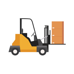 forklift truck and boxes