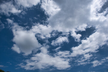 Blue sky and white clouds for background wallpaper.	
