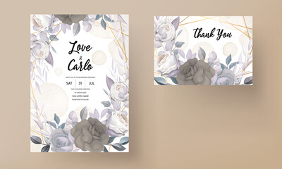 elegant classy dark floral wedding invitation card