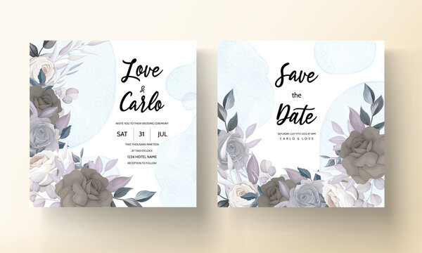 Elegant Classy Dark Floral Wedding Invitation Card