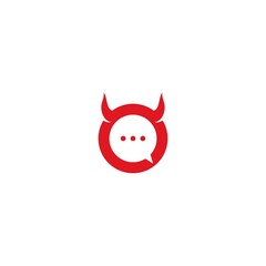 letter o chat with devil horns logo vector illustration