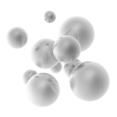 Abstract 3d metal steel ball, white and gray gradient color isolated background.