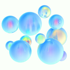 Abstract 3d object  metal balls pastel gradient colors background.