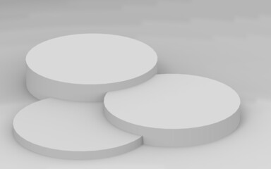3d gray white cylinder podium minimal studio background. Abstract 3d geometric shape object illustration render.