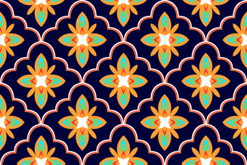 Moroccan ethnic pattern design. Aztec fabric carpet mandala ornament ethnic patterns chevron textile decoration wallpaper. Turkey African Indian traditional vector illustrations background