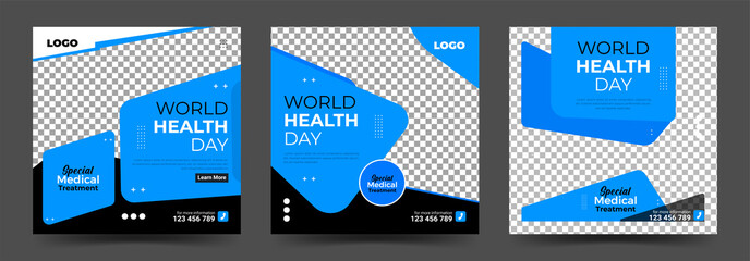 World health day social media post template set