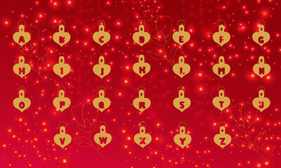 wooden or leather alphabet key fob template illustration. heart love shape.