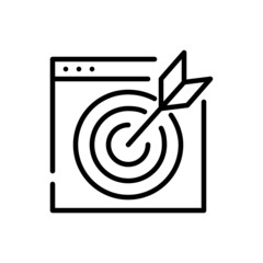 Arrow hitting target in a browser. Pixel perfect, editable stroke icon