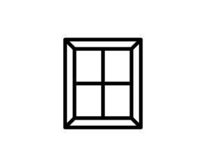 Line window icon isolated on white background. Outline symbol for website design, mobile application, ui. Window pictogram. Vector illustration, editorial stroсk