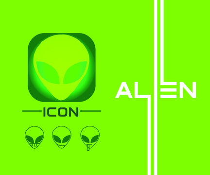 Elien icon form simple, The head and face of the alien 