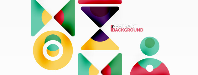 Fototapeta premium Creative geometric wallpaper. Minimal abstract background. Triangles and circles composition vector illustration for wallpaper banner background or landing page
