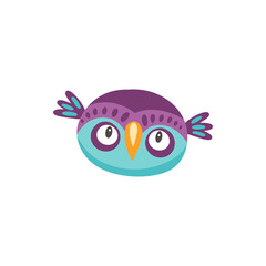 Cartoon owlet wild forest bird isolated cartoon face mask. Vector nocturnal bird of prey with large forward-facing eyes. Wise barn owl, predator. Eagle-owl wildlife mascot, Halloween and wisdom symbol