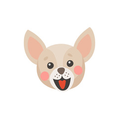 Chorkie puppy head portrait isolated face mask flat cartoon icon. Vector cute canine dog animal, t-shirt print design. Mixed-breed of Chihuahua and Yorkshire Terrier, funny emoji emoticon, pet friend