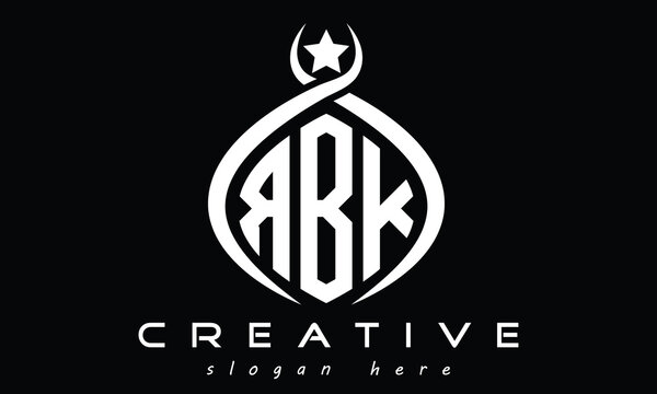 RBK three letters monogram curved initial logo design, geometric oval creative modern logo, vector template