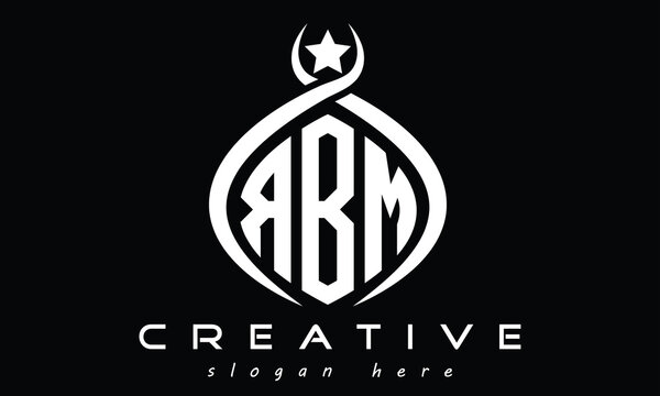 RBM three letters monogram curved initial logo design, geometric oval creative modern logo, vector template