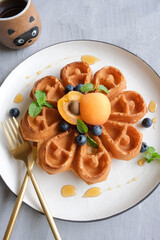 Pre-festive light meal. Fruits Waffles. Ideal for light eater, great for breakfast, tea breaks and between meals snack.