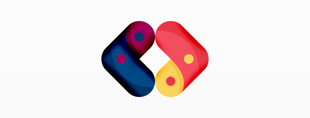 Creative geometric wallpaper. Round arrow shape minimal geometric background. Techno business template for wallpaper, banner, background or landing