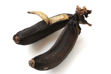 Rotten banana isolated  on white background 